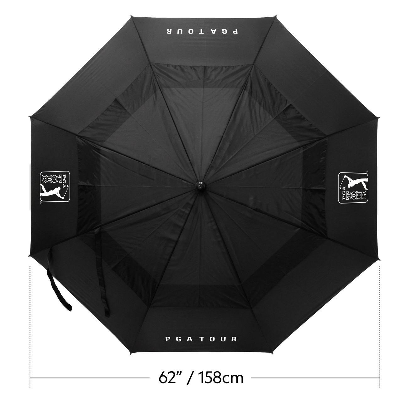 PGA Tour Windproof Double Canopy 62" Umbrella, black