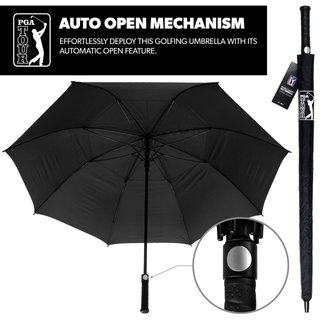PGA Tour Windproof Double Canopy 62" Umbrella, black