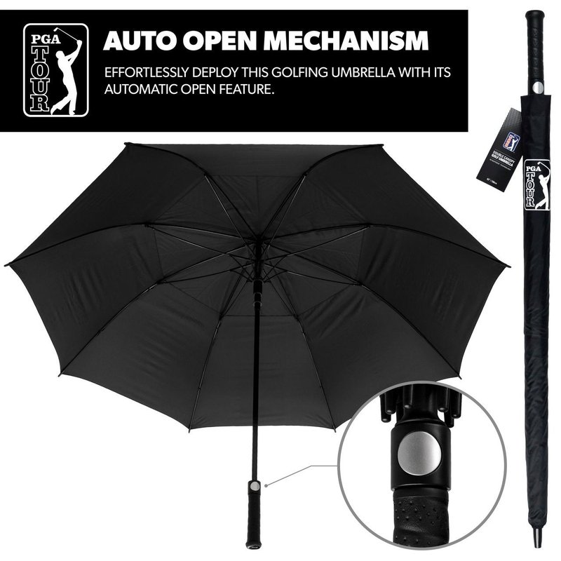 PGA Tour Windproof Double Canopy 62" Umbrella, black