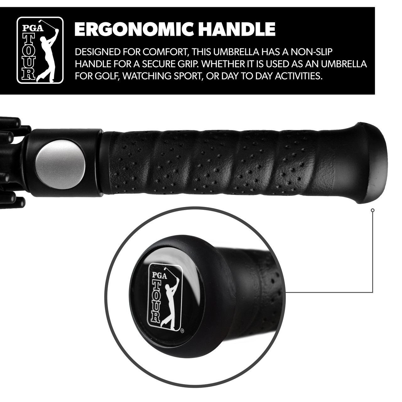 PGA Tour Windproof Double Canopy 62" Umbrella, black