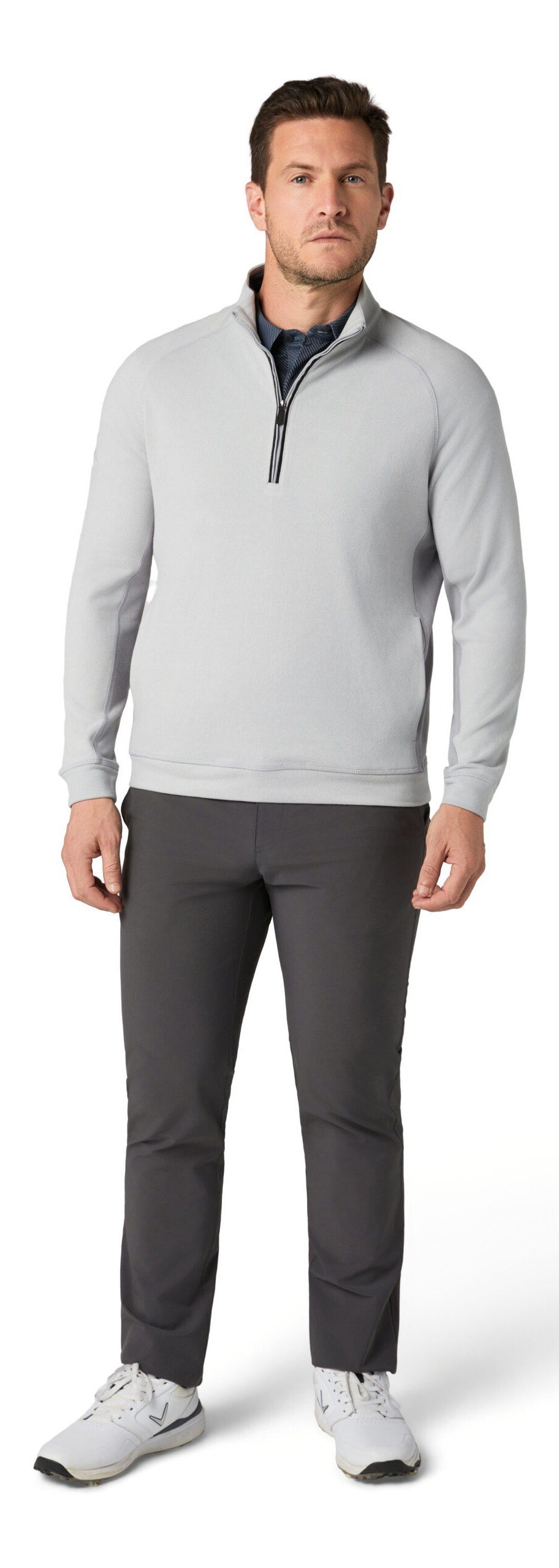 Callaway Brushed Rib 1/4 Zip men's sweatshirt, concrete