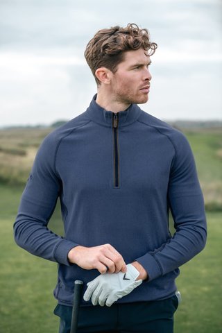 Callaway Brushed Rib 1/4 Zip men's sweatshirt, peacoat heather