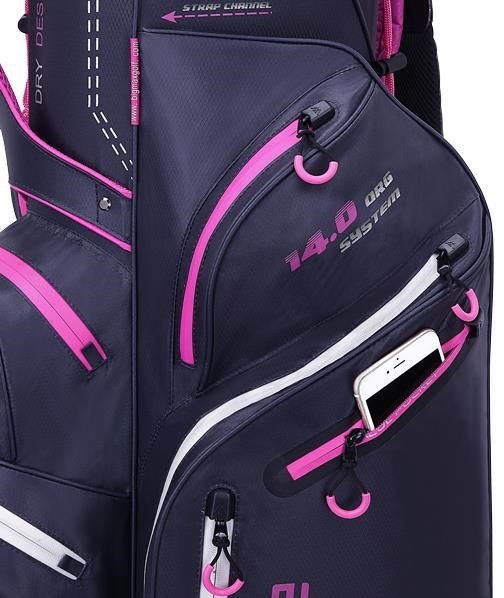 Big Max Dri Lite Silencio 2 Organizer cart bag, steel blue/silver/fuchsia