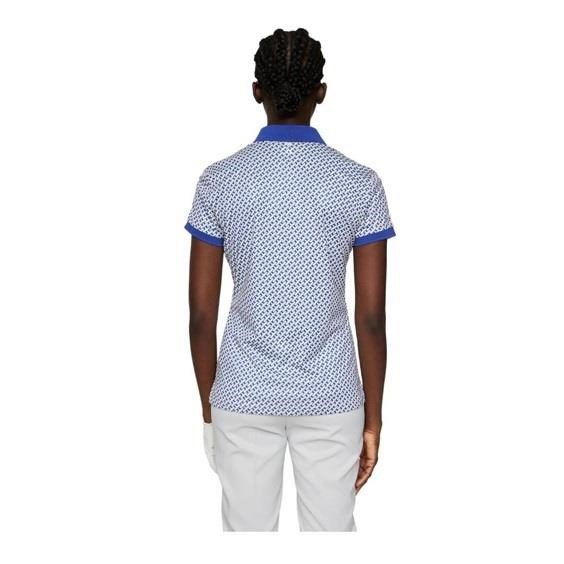 J.Lindeberg Tour Tech Print women's polo, tour geo moonbeam