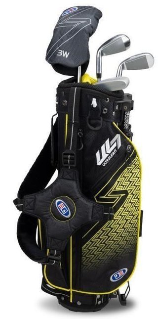 U.S. Kids Golf UL7-42 (107cm) W25 4-Club junior golf set + stand bag, black/yellow