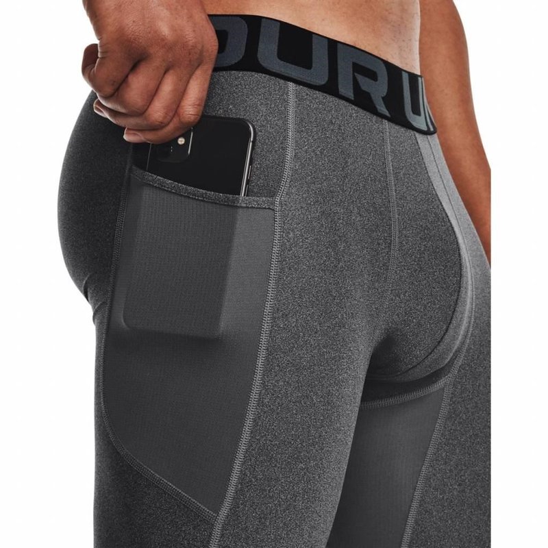 Under Armour HeatGear men's compression boxers, carbon heather/black
