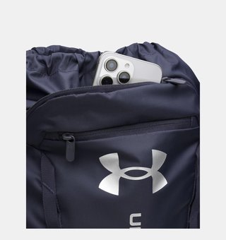 Under Armour Hustle Sackpack bag, midnight navy/metallic silver