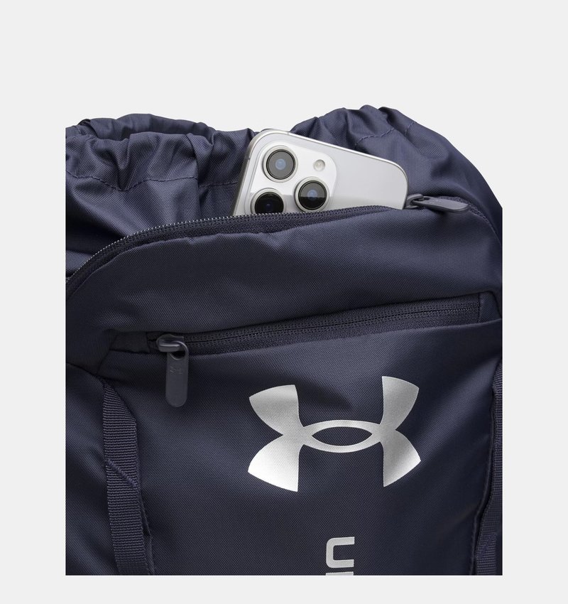 Under Armour Hustle Sackpack bag, midnight navy/metallic silver