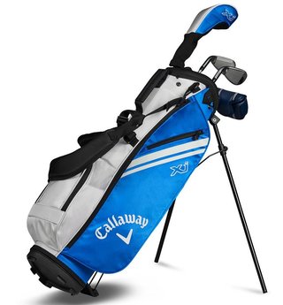 Callaway XJ-1 5PC junior golf set, graphite, + stand bag, blue/white