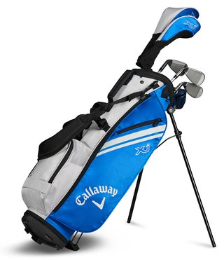 Callaway XJ-2 7PC junior golf set, steel/graphite, + stand bag, blue/white
