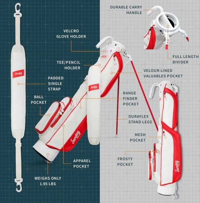 Sunday Golf Loma pencil bag, red/off white