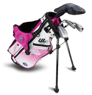 U.S. Kids Golf UL7-42 (107cm) 4-Club junior golf set, graphite, + stand bag, white/pink
