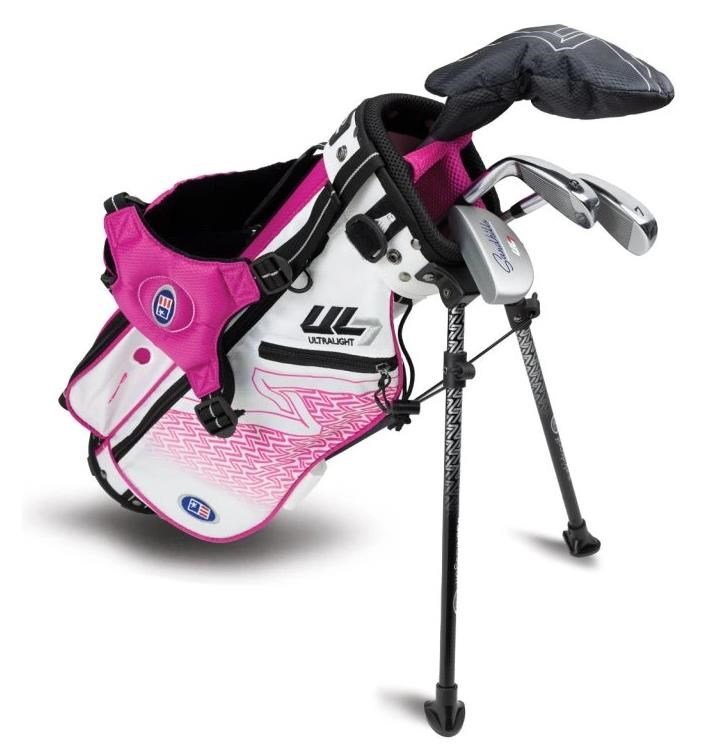U.S. Kids Golf UL7-42 (107cm) 4-Club junior golf set, graphite, + stand bag, white/pink