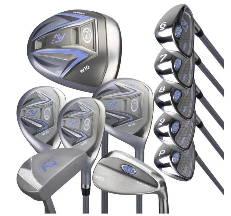 U.S. Kids Golf AV Cloud-60 (152cm) 11-club junior golf set, graphite, + stand bag, grey/white/blue