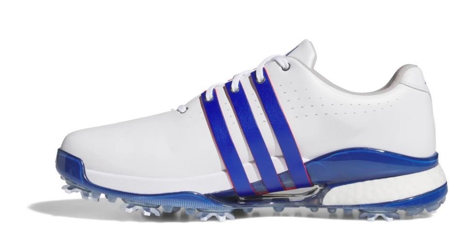 Adidas Tour360 24 mens golf shoes, white/royal blue/scarlet