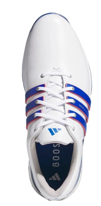 Adidas Tour360 24 mens golf shoes, white/royal blue/scarlet
