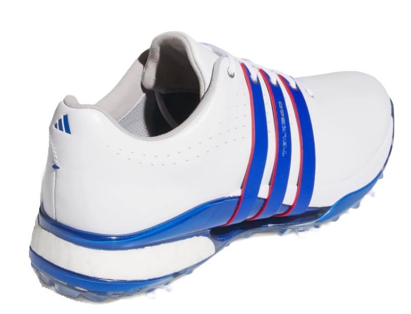 Adidas Tour360 24 mens golf shoes, white/royal blue/scarlet
