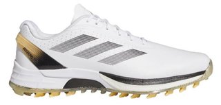 Adidas Adizero ZG Spikeless mens golf shoes, cloud white/core black/ice tangerine
