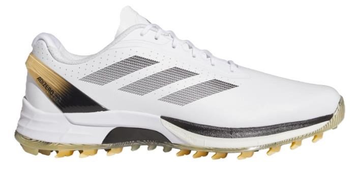Adidas Adizero ZG Spikeless mens golf shoes, cloud white/core black/ice tangerine