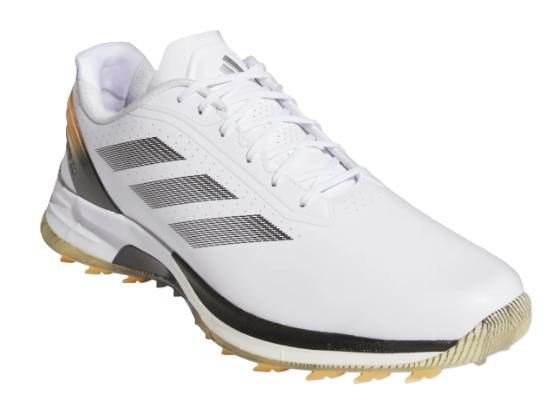 Adidas Adizero ZG Spikeless mens golf shoes, cloud white/core black/ice tangerine