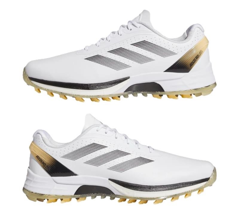 Adidas Adizero ZG Spikeless mens golf shoes, cloud white/core black/ice tangerine