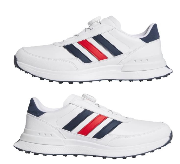 Adidas S2G 26 Boa mens golf shoes, cloud white/collegiate navy/better scarlet