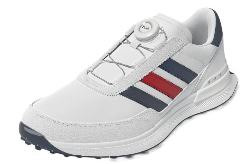 Adidas S2G 26 Boa mens golf shoes, cloud white/collegiate navy/better scarlet
