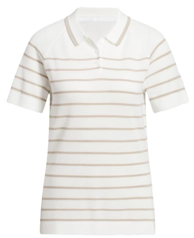Adidas Ultimate365+ Stripe Knit women's polo, white