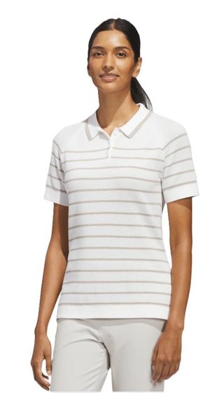 Adidas Ultimate365+ Stripe Knit women's polo, white
