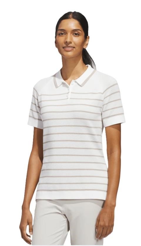 Adidas Ultimate365+ Stripe Knit women's polo, white