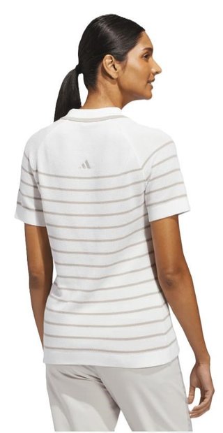 Adidas Ultimate365+ Stripe Knit women's polo, white