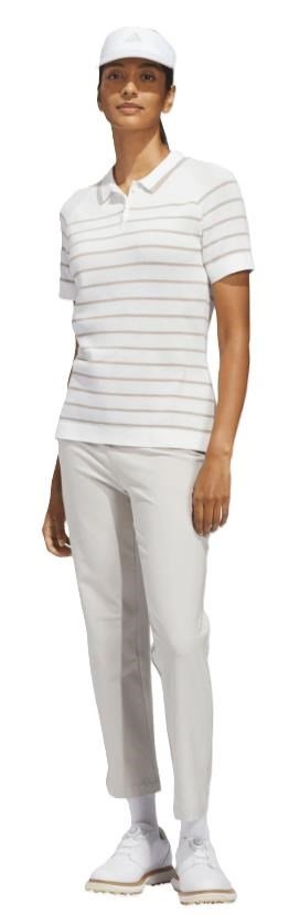 Adidas Ultimate365+ Stripe Knit women's polo, white