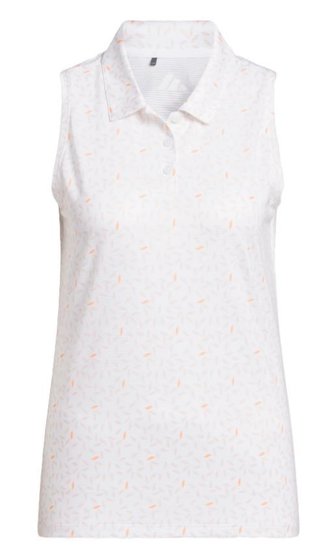 Adidas Ultimate365 All Over Print Sleeveless women's polo, white