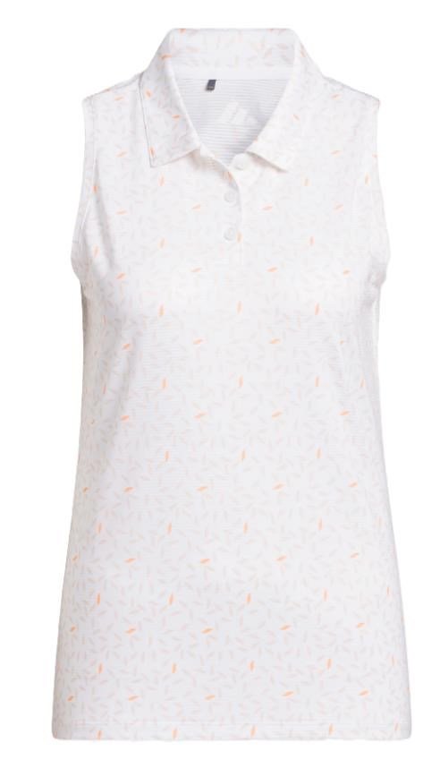 Adidas Ultimate365 All Over Print Sleeveless women's polo, white