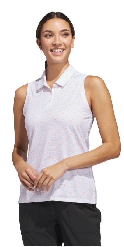 Adidas Ultimate365 All Over Print Sleeveless women's polo, white