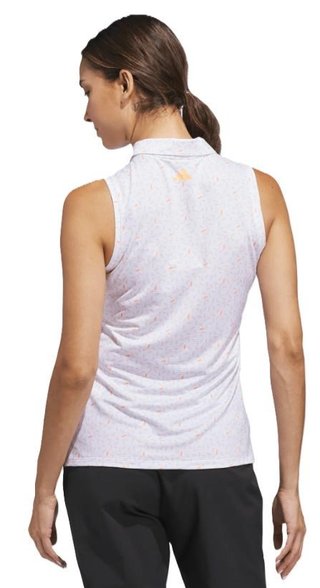 Adidas Ultimate365 All Over Print Sleeveless women's polo, white