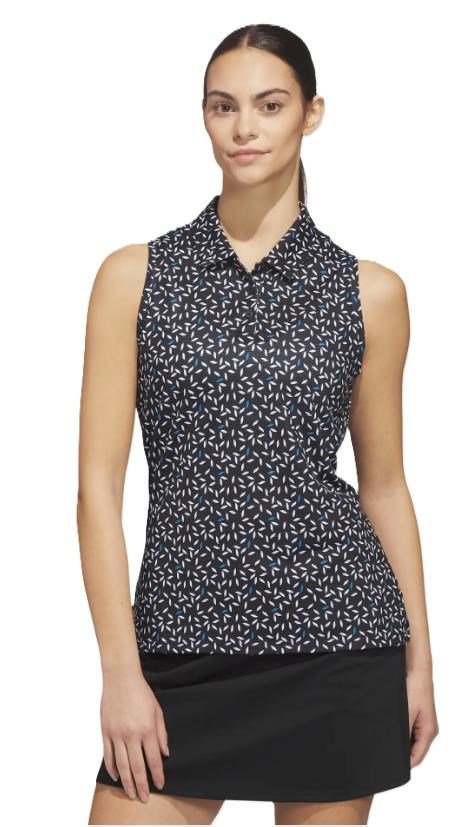 Adidas Ultimate365 All Over Print Sleeveless women's polo, black
