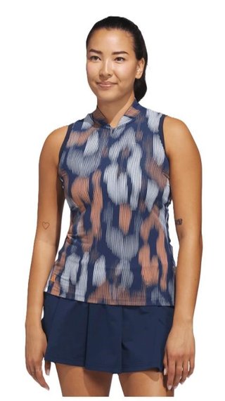 Adidas Ultimate 365 Ottoman Printed Sleeveless women's polo, navy