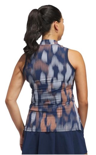Adidas Ultimate 365 Ottoman Printed Sleeveless women's polo, navy