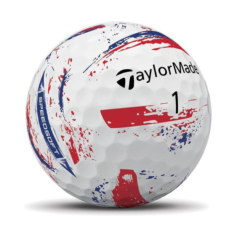 TaylorMade SpeedSoft Ink golf balls 2026, blue/red