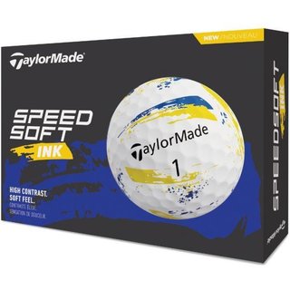TaylorMade SpeedSoft Ink golf balls 2026, yellow/blue