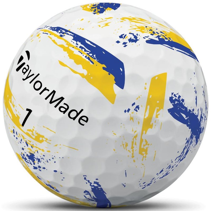 TaylorMade SpeedSoft Ink golf balls 2026, yellow/blue