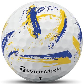 TaylorMade SpeedSoft Ink golf balls 2026, yellow/blue