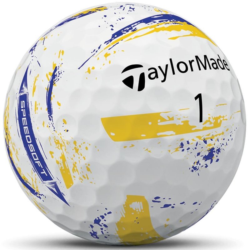 TaylorMade SpeedSoft Ink golf balls 2026, yellow/blue