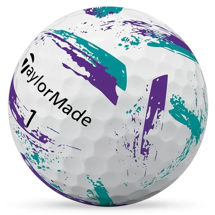 TaylorMade SpeedSoft Ink golf balls, purple/teal