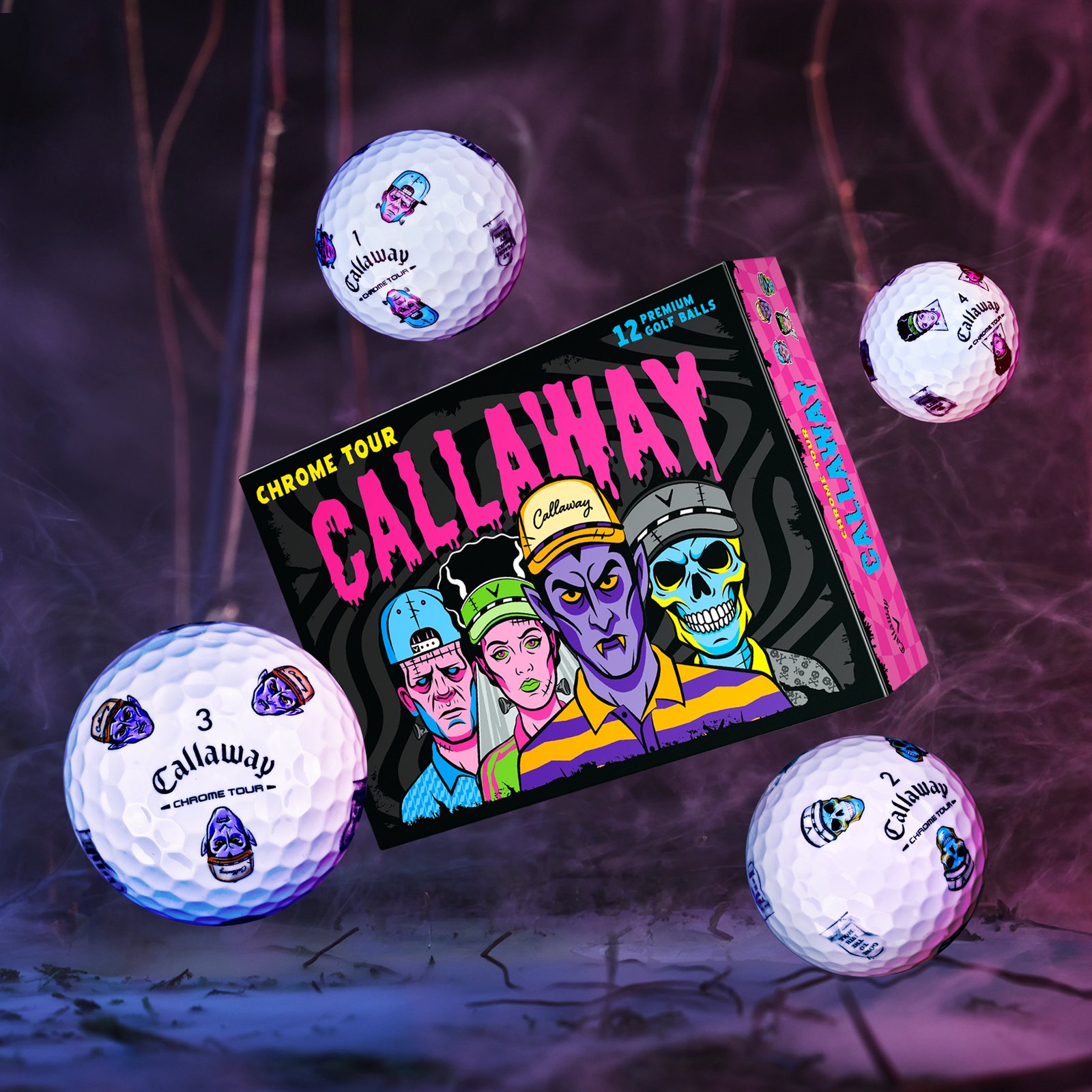 Callaway Chrome Tour Truvis HALLOWEEN golf balls 2026 (12 balls), white