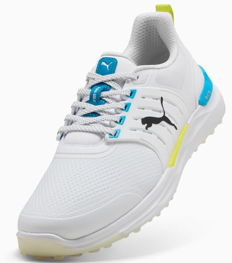 Puma Ignite Elevate 2 mens golf shoes, white/speed blue/apple spritz
