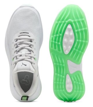 Puma Gruve Sport junior golf shoes, white/fluro green