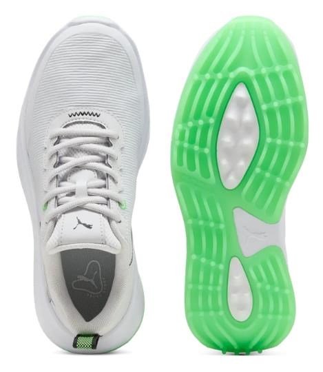 Puma Gruve Sport junior golf shoes, white/fluro green