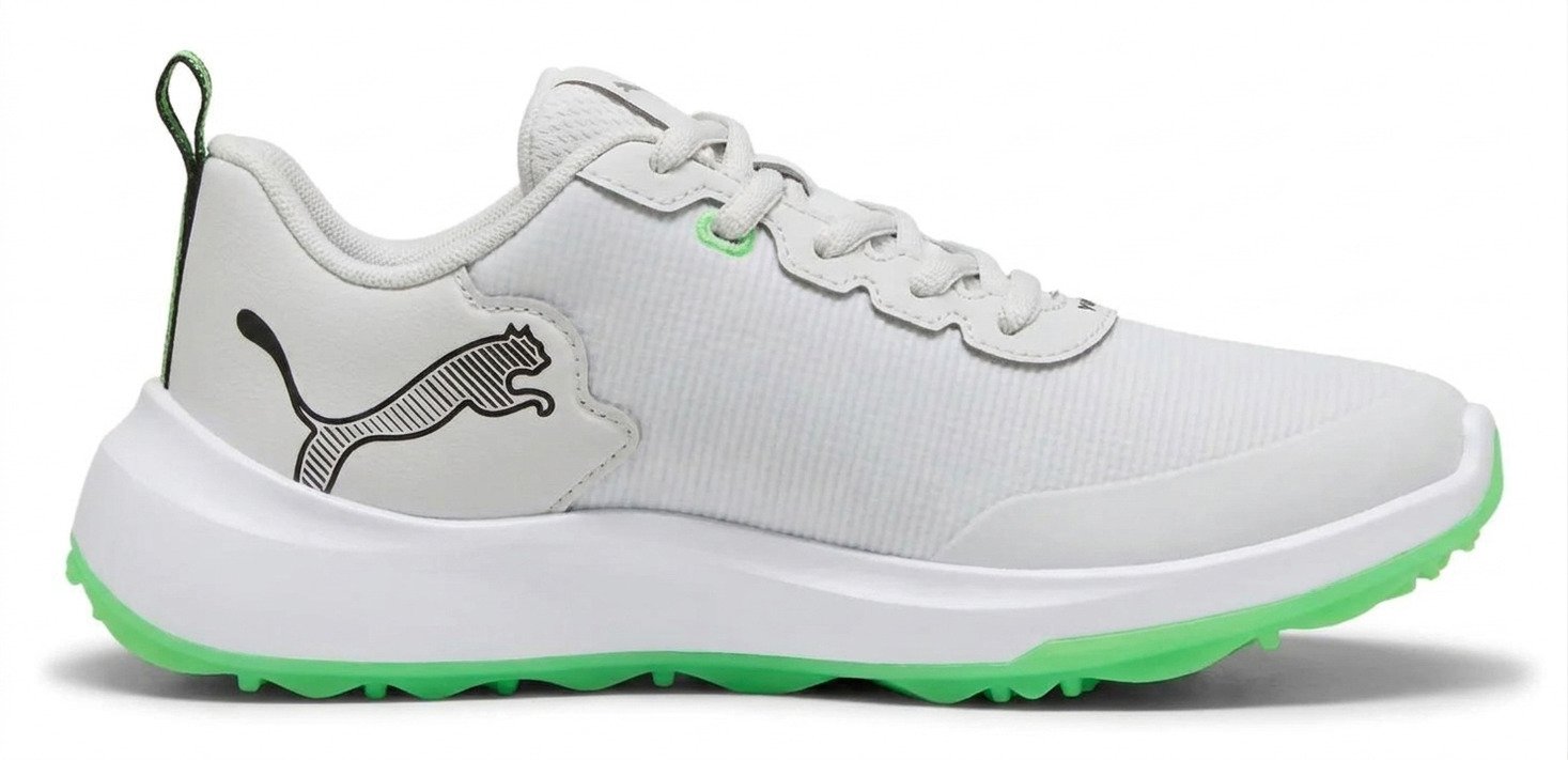Puma Gruve Sport junior golf shoes, white/fluro green